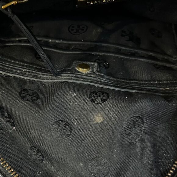 Tory Burch Croc Embossed Black Leather Mini Backpack Purse Gold Logo Casual Luxe main image 11